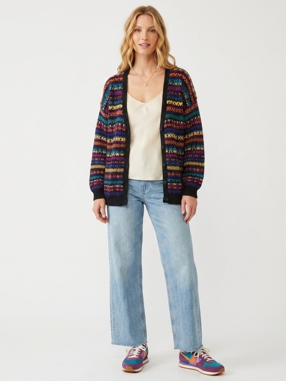 Vintage Peadys Rainbow Alpaca Wool Cardigan Sweater Cottagecore
